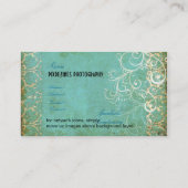 PixDezines Grunge Damask/Aqua Visitekaartje (Achterkant)