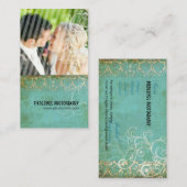 PixDezines Grunge Damask/Aqua Visitekaartje (Voorkant / Achterkant)