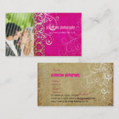 PixDezines  Grunge Damask/Hot Pink Visitekaartje (Voorkant / Achterkant)