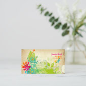 PixDezines  Grunge Floral ♥ ♥ Visitekaartje (Staand voorkant)