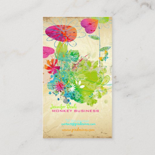 PixDezines  Grunge Floral ♥ ♥ Visitekaartje (Achterkant)