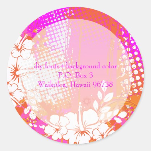 PixDezines grunge hibiscus/diy achtergrond kleur Ronde Sticker (Voorkant)