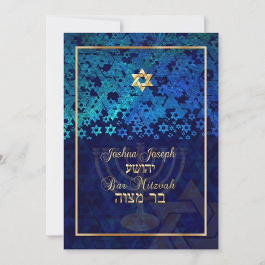 PixDezines grunge stars/Bar Mitswa/donkerblauw/gou Kaart (Achterkant)