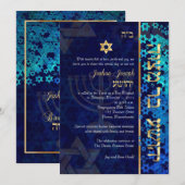 PixDezines grunge stars/Bar Mitswa/donkerblauw/gou Kaart (Voorkant / Achterkant)