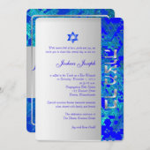PixDezines grunge stars/Mitzvah/blue/Silver Kaart (Voorkant / Achterkant)