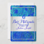 PixDezines grunge stars/Mitzvah/blue/Silver Kaart (Achterkant)