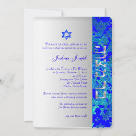 PixDezines grunge stars/Mitzvah/blue/Silver Kaart