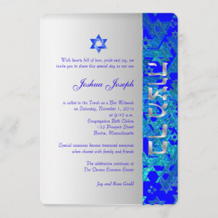 PixDezines grunge stars/Mitzvah/blue/Silver Kaart