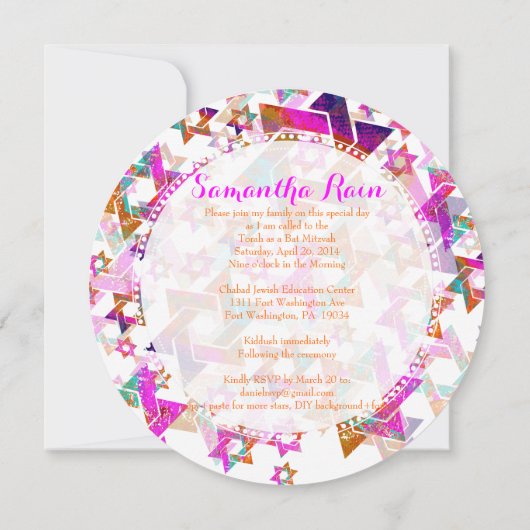 PixDezines grunge ster van david/bar/bat mitswa Kaart (Achterkant)