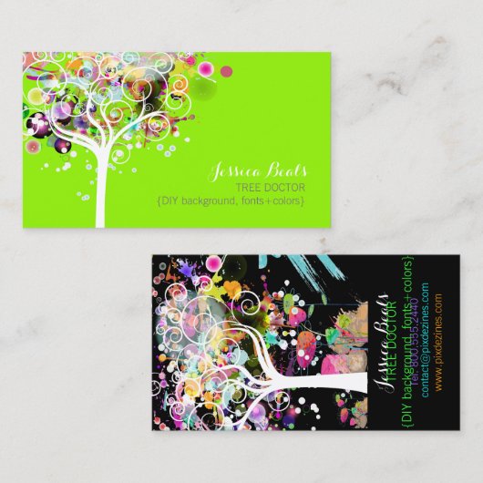 PixDezines Grunge Tree/DIY achtergrondkleur Visitekaartje (Voorkant / Achterkant)