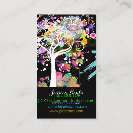 PixDezines Grunge Tree/DIY achtergrondkleur Visitekaartje (Achterkant)