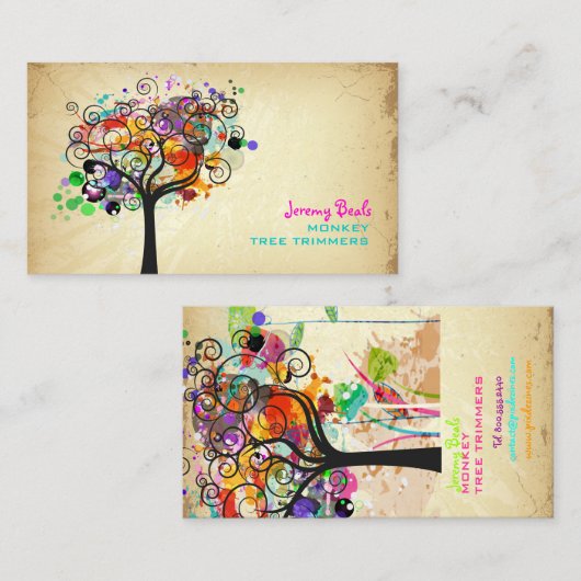 PixDezines  Grunge Tree Trimmers ♥ ♥ Visitekaartje (Voorkant / Achterkant)