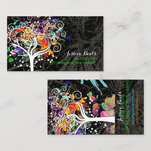 PixDezines Grunge Tree Trimmers ♥♥ Visitekaartje (Voorkant / Achterkant)