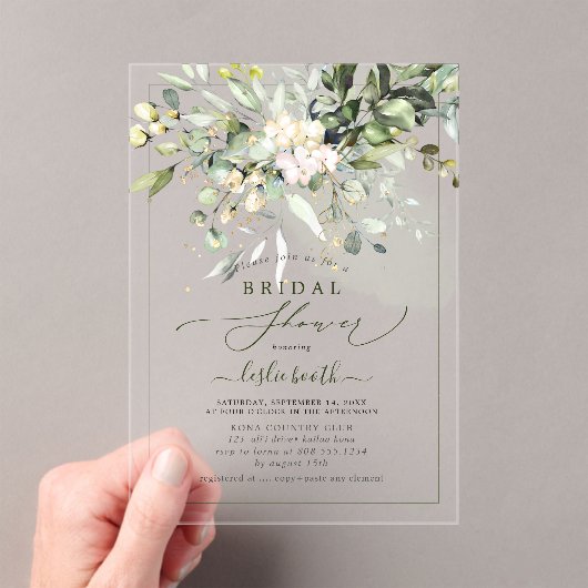 PixDezines Gum Eucalyptus Vrijgezellenfeest Acryl Uitnodigingen (Insitu (Draagbaar))