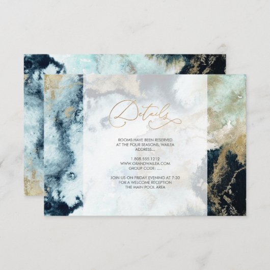 PixDezines H2 Abstracte Ocean Gold Seafoam - Gegev Kaart (Voorkant / Achterkant)