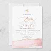 PixDezines H2 Agaat Blush Roze Goud Doop Kaart (Voorkant)