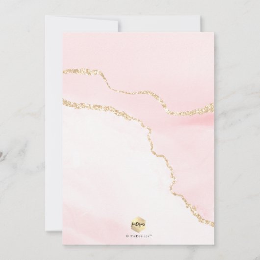 PixDezines H2 Agaat Blush Roze Goud Doop Kaart (Achterkant)