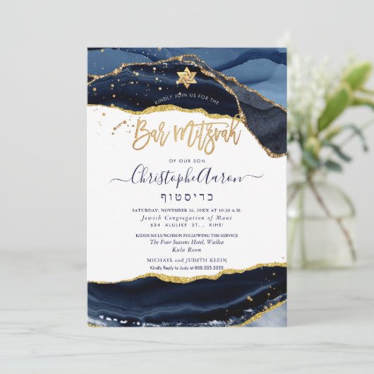 PixDezines H2 Agate, Midnight Blue Gold Kaart (Staand voorkant)