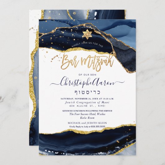 PixDezines H2 Agate, Midnight Blue Gold Kaart (Voorkant / Achterkant)