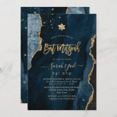 PixDezines H2 Agate, Slate Blue Gold Bat Mitzvah I Kaart (Voorkant / Achterkant)