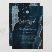 PixDezines H2 Agate, Slate Blue Silver Mitzvah Kaart (Voorkant / Achterkant)