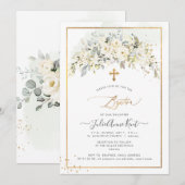 PixDezines H2 Alabaster Rozen Baptisme Kaart (Voorkant / Achterkant)