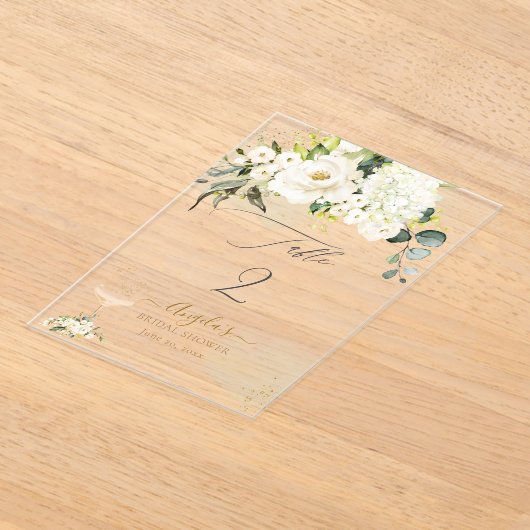 PixDezines H2 Alabaster Rozen Hydrangea Acryl Uitnodigingen (Laagn)