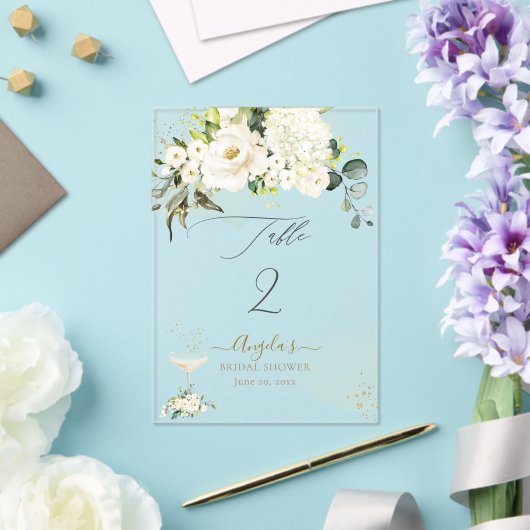 PixDezines H2 Alabaster Rozen Hydrangea Acryl Uitnodigingen (Insitu (Huwelijk))