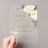 PixDezines H2 Alabaster Rozen Hydrangea Bridal Acryl Uitnodigingen (Insitu (Draagbaar))