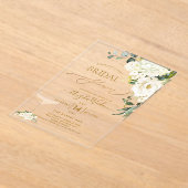 PixDezines H2 Alabaster Rozen Hydrangea Bridal Acryl Uitnodigingen (Laagn)