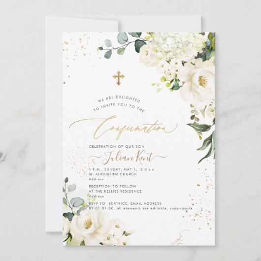 PixDezines H2 Alabaster Rozen Hydrangeas Kaart (Voorkant)