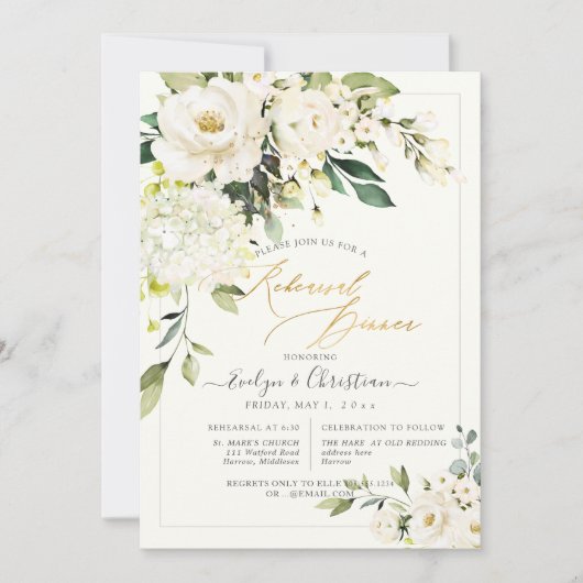 PixDezines H2 Alabaster Rozen Rehearings Dinner Kaart (Voorkant)