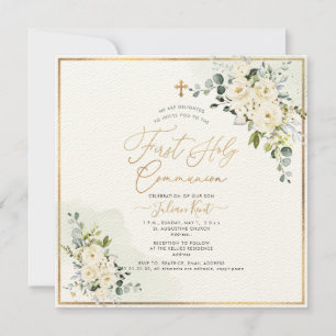 PixDezines H2 Albasten Rozen Eerste Heilige Commun Kaart