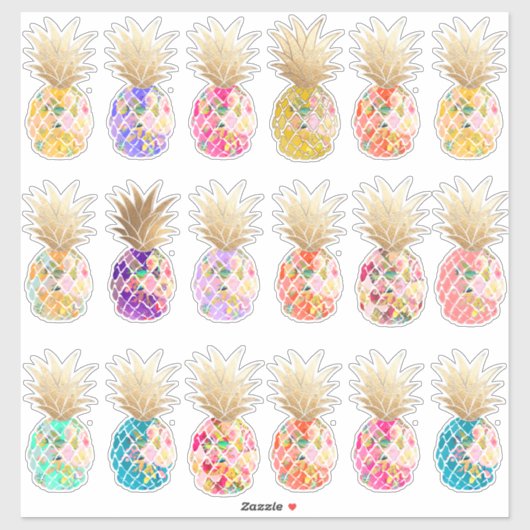 PixDezines H2 Aloha Pineappel, Faux Gold Crown St. Sticker (Vel)