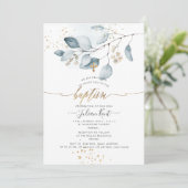 PixDezines H2 Blauwe Eucalyptus Doop Kaart (Staand voorkant)