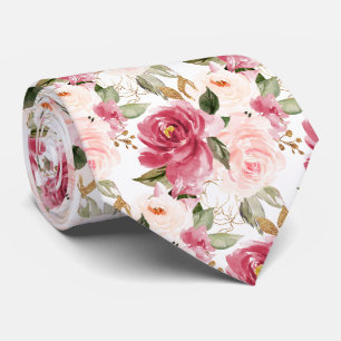 PixDezines H2 Bloemen Framboos Roze Rozen Stropdas