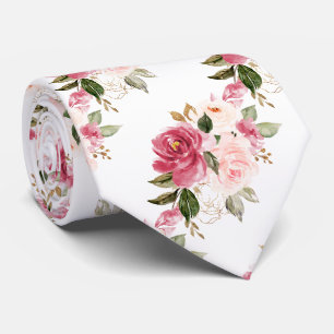 PixDezines H2 Bloemen Framboosroze Roze Rozen Stropdas