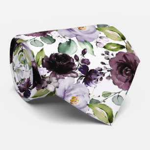 PixDezines H2 Bloemen Merlot Lavendel Paars Stropdas