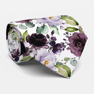 PixDezines H2 Bloemen Merlot Lavendel Paars Stropdas