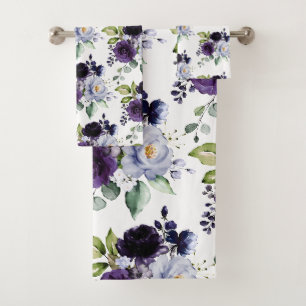 PixDezines H2 Bloemen Paars Lavendel Blauw Bad Handdoek