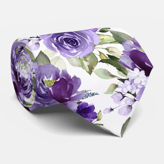PixDezines H2 Bloemen Paars Lavendel Paarse Rozen Stropdas (Opgerold)