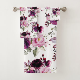 PixDezines H2 Bloemen Rode Wijn Roze Champagne Bad Handdoek