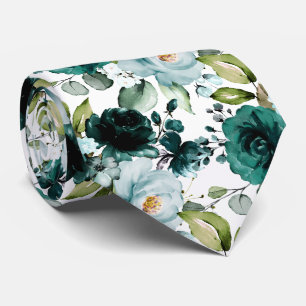 PixDezines H2 Bloemen Smaragdgroen Stropdas
