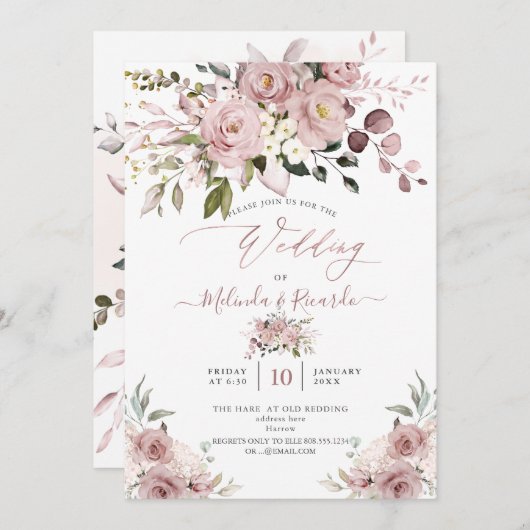 PixDezines H2 Bloemen Stustende Rozen Hydrangeas Kaart (Voorkant / Achterkant)