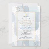 PixDezines H2 Blue Christening+1st Birthday Kaart (Voorkant)