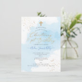 PixDezines H2 Blue Christening+1st Birthday Kaart (Staand voorkant)