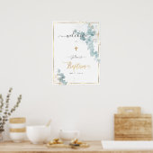 PixDezines H2 Blue Eucalyptus Baptism Welkom Poster (Keuken)