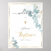 PixDezines H2 Blue Eucalyptus Baptism Welkom Poster (Voorkant)