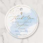 PixDezines H2 Blue Gold Dust Baptism Hartelijk dan Bedankjes Labels (Voorkant)