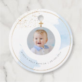 PixDezines H2 Blue Gold Dust Baptism Hartelijk dan Bedankjes Labels (Voorkant)